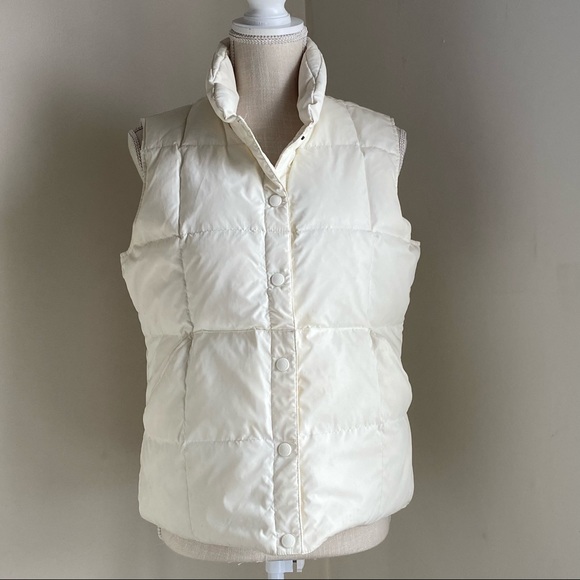 Lands' End Jackets & Blazers - Lands' End Off-White Puffer Vest, S